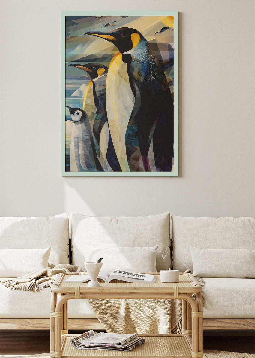 Penguin Family Canvas Print & Poster – Modern Arctic Wildlife Wall Art