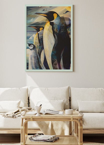 Penguin Family Canvas Print & Poster – Modern Arctic Wildlife Wall Art