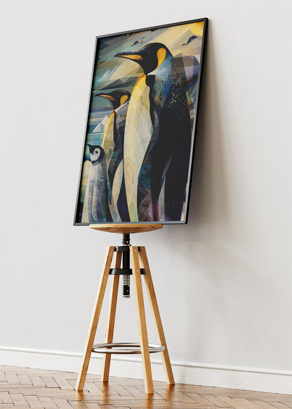 Penguin Family Canvas Print & Poster – Modern Arctic Wildlife Wall Art