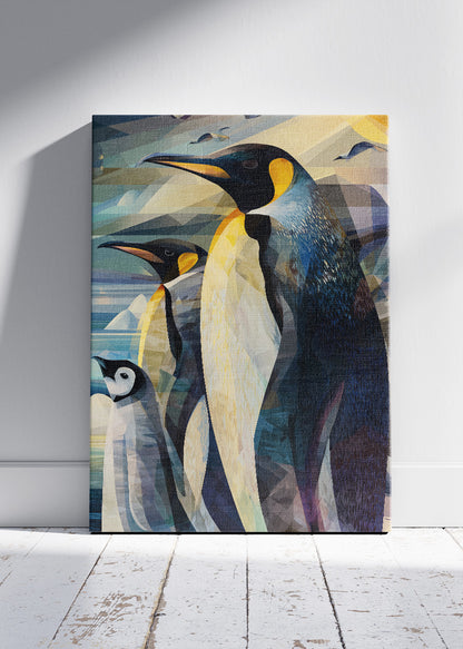 Penguin Family Canvas Print & Poster – Modern Arctic Wildlife Wall Art