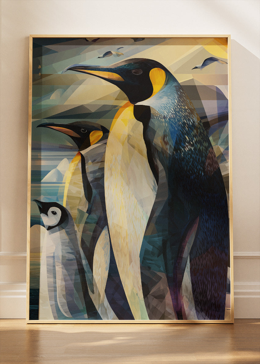 Penguin Family Canvas Print & Poster – Modern Arctic Wildlife Wall Art