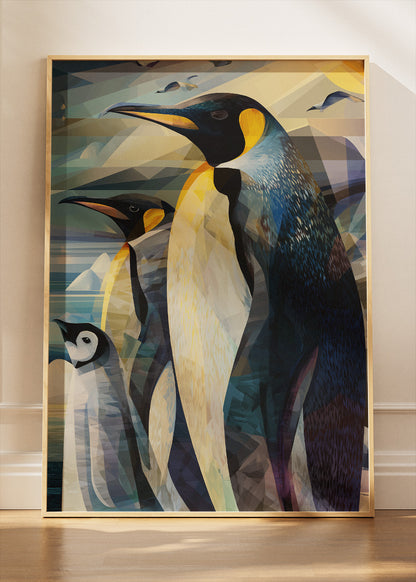 Penguin Family Canvas Print & Poster – Modern Arctic Wildlife Wall Art