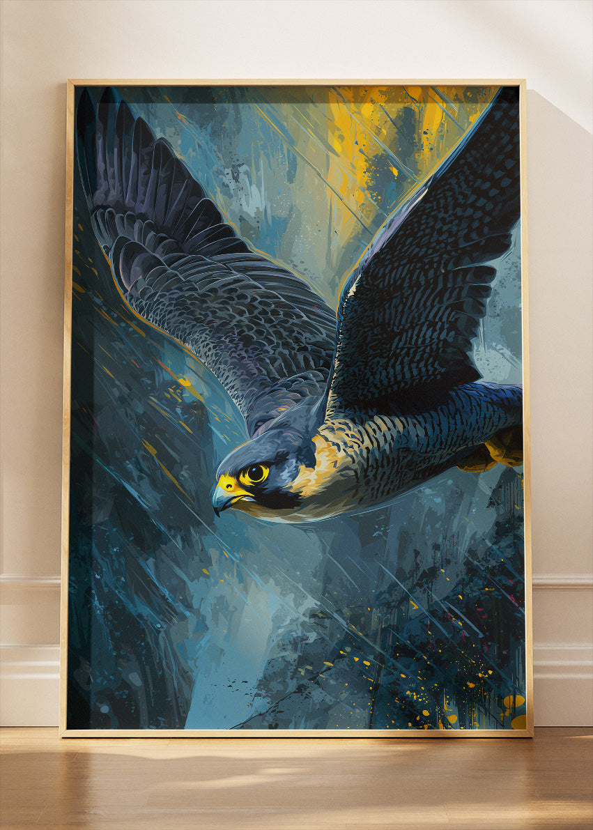 Peregrine Falcon Wall Art Poster & Canvas Print – Powerful Bird of Prey Illustration