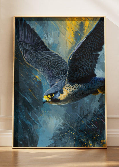 Peregrine Falcon Wall Art Poster & Canvas Print – Powerful Bird of Prey Illustration