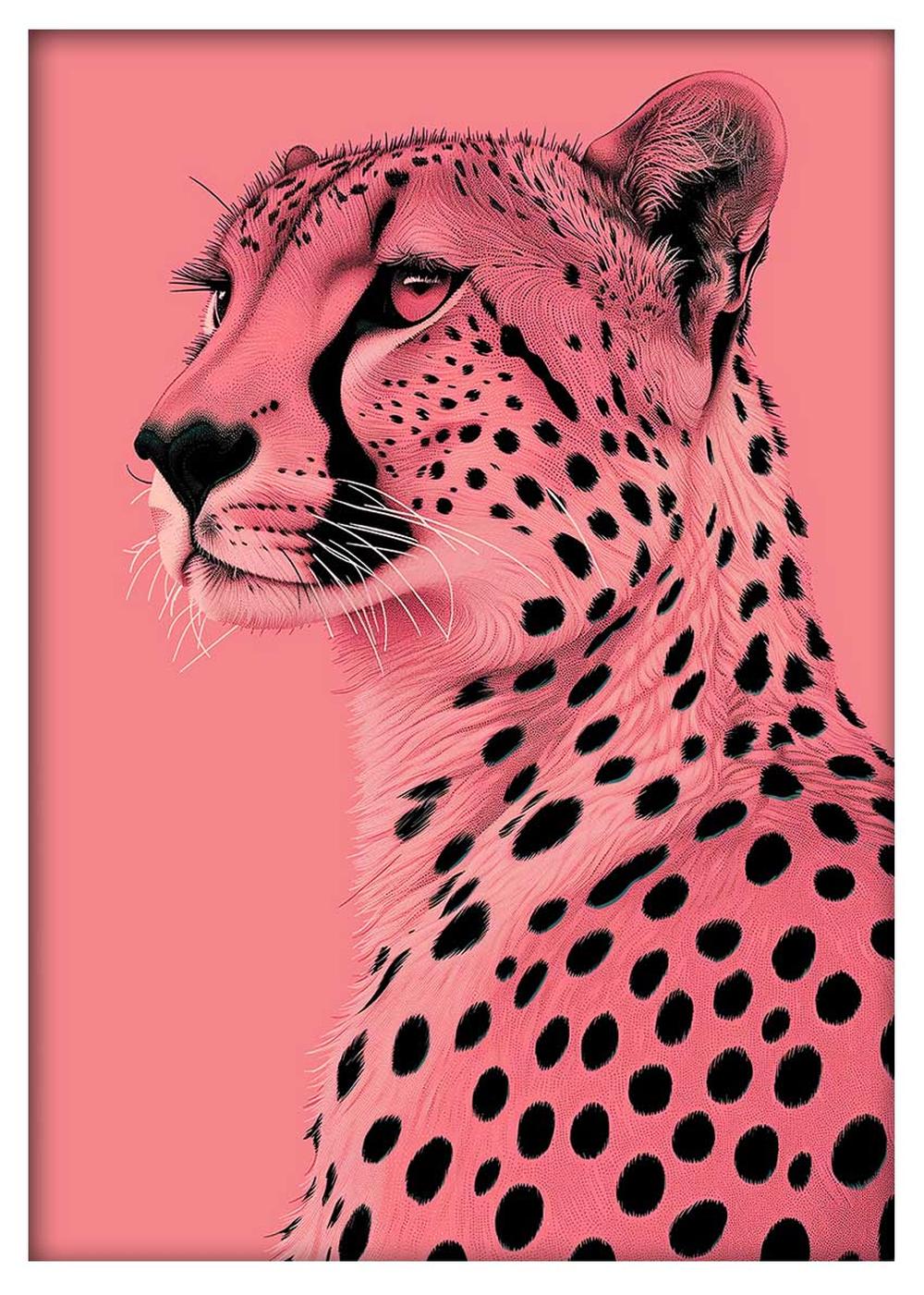 Pink Cheetah Elegance – Bold Minimalist Wild Cat Canvas Wall Art – T870 – AiPrintLab