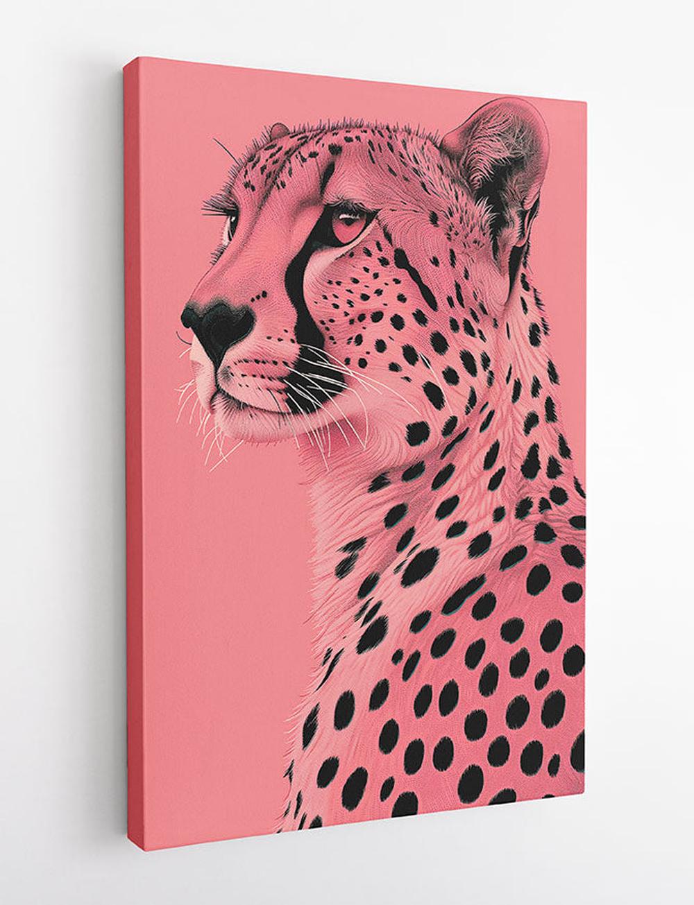 Pink Cheetah Elegance – Bold Minimalist Wild Cat Canvas Wall Art – T870 – AiPrintLab