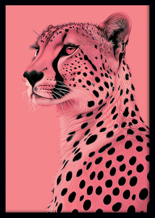 Pink Cheetah Elegance – Bold Minimalist Wild Cat Canvas Wall Art – T870 – AiPrintLab