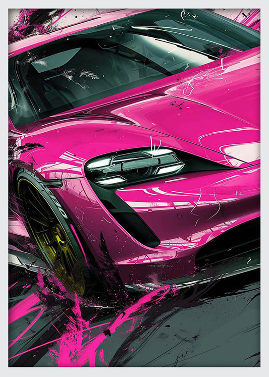 Pink Turbo Drift – High-Impact Sports Car Canvas & Poster Wall Art – T1234 – AiPrintLab