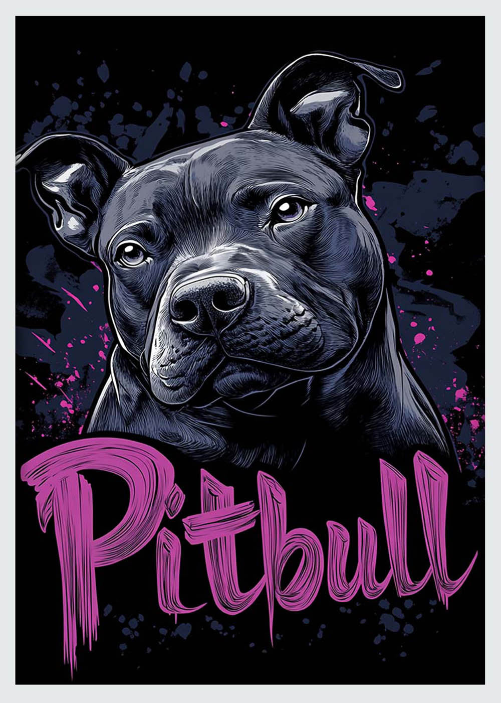 Pitbull Portrait with Graffiti Style – Bold Dog Canvas & Poster Wall Art – T1141 – AiPrintLab