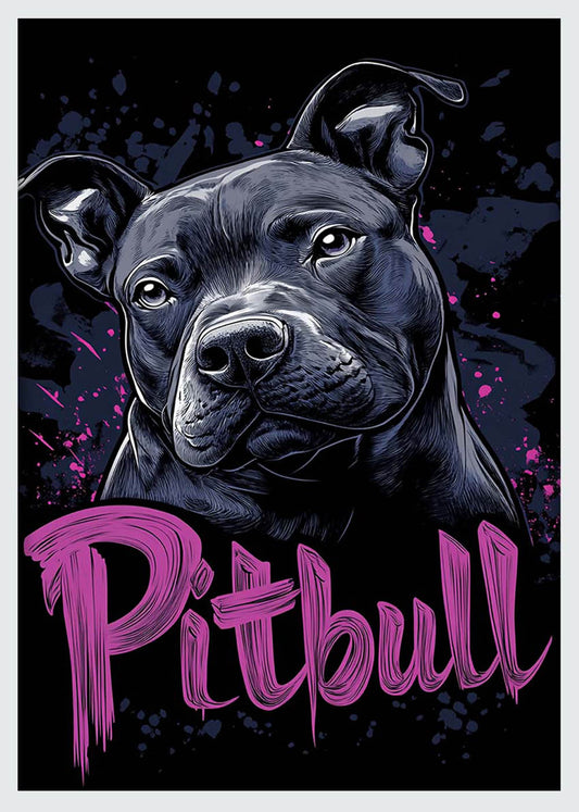Pitbull Portrait with Graffiti Style – Bold Dog Canvas & Poster Wall Art – T1141 – AiPrintLab