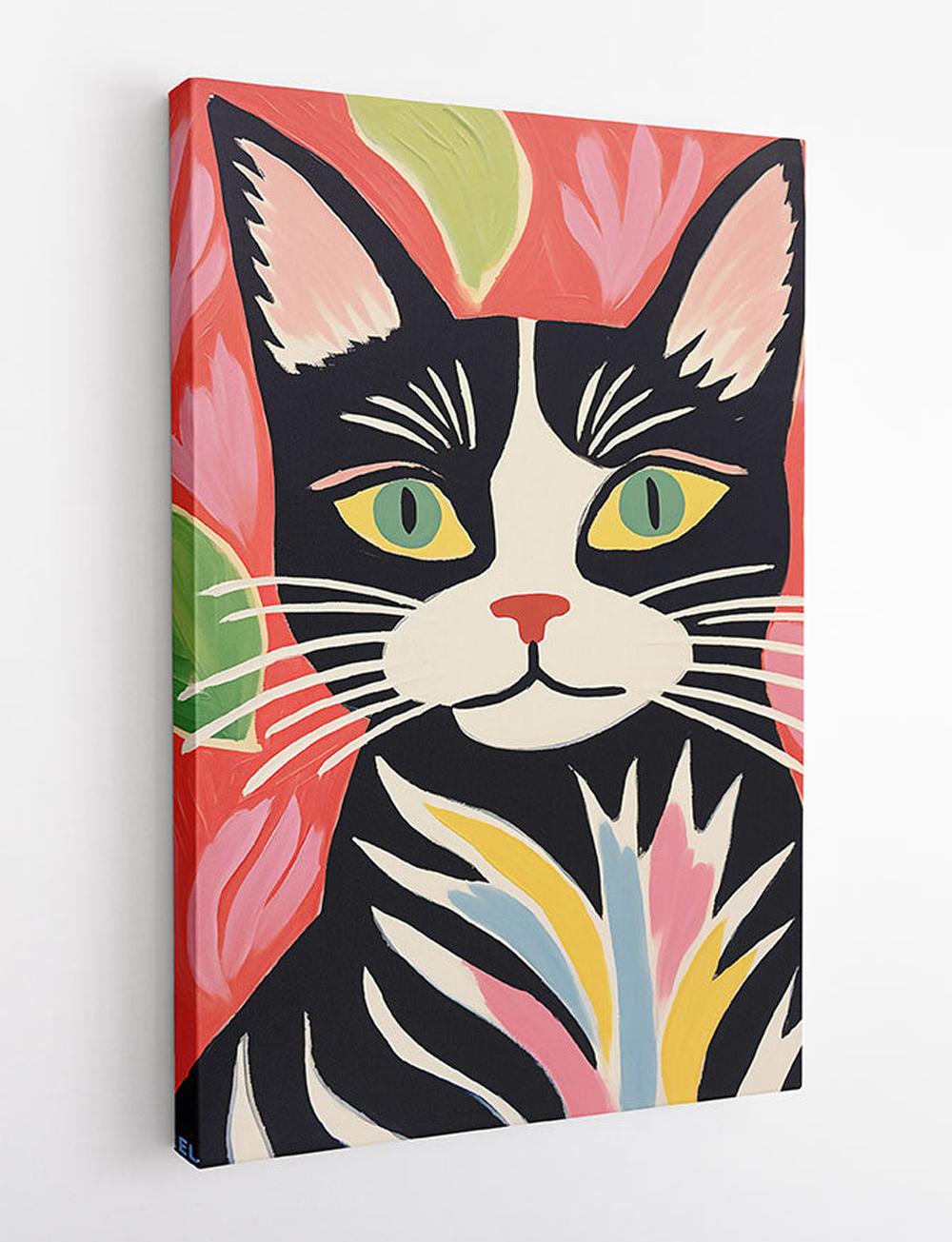 Playful Black & White Cat Art Print & Canvas – T755 – AiPrintLab