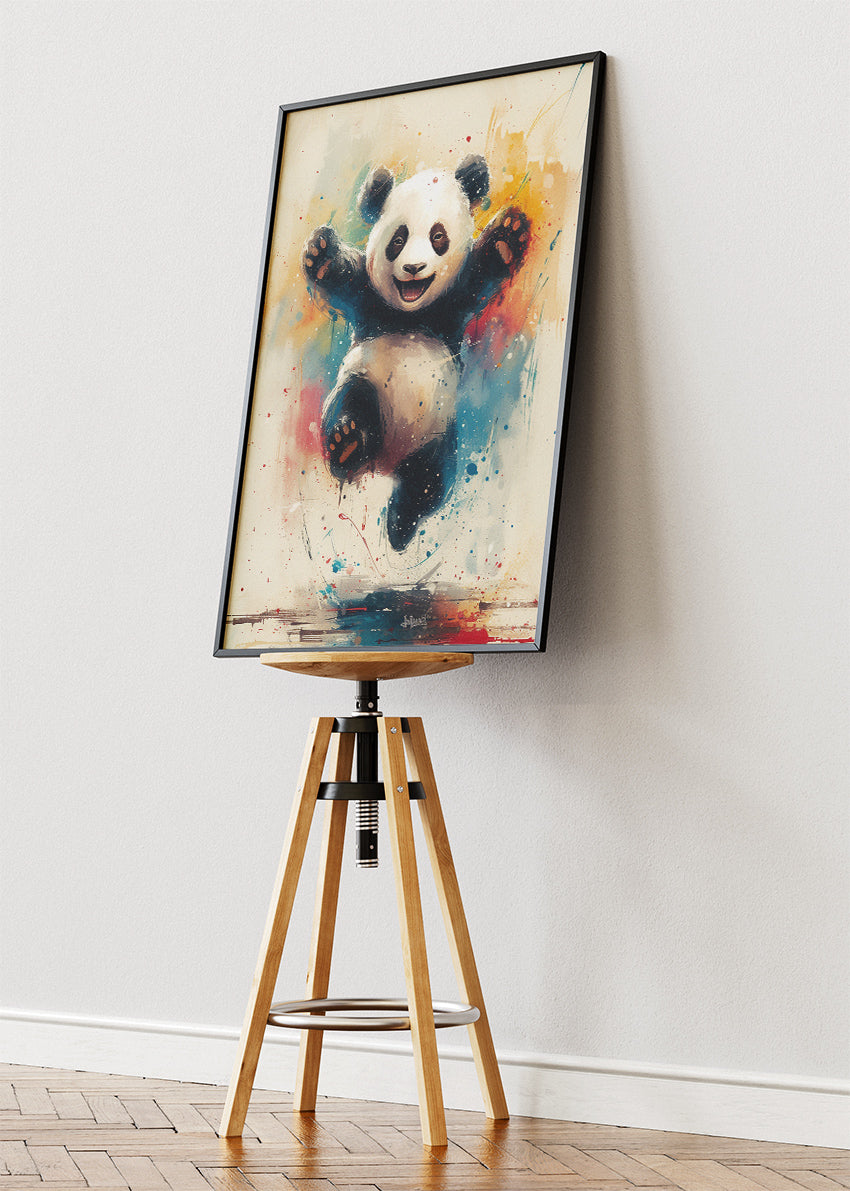 Playful Panda Wall Art Print & Canvas – Colorful Modern Panda Artwork
