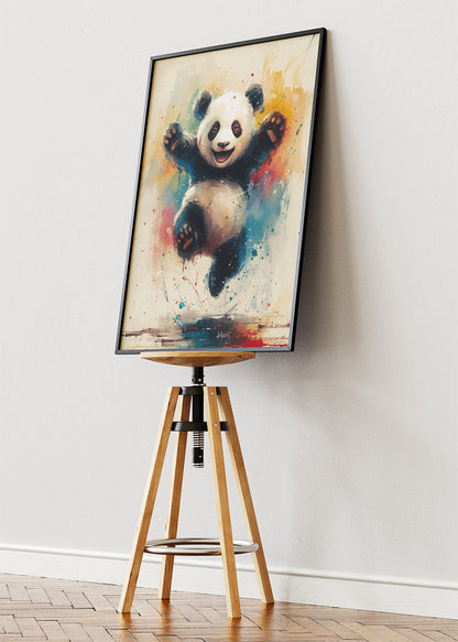 Playful Panda Wall Art Print & Canvas – Colorful Modern Panda Artwork
