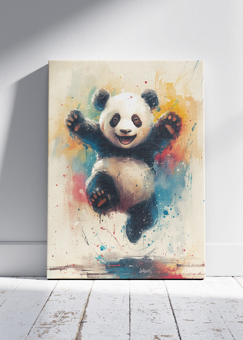 Playful Panda Wall Art Print & Canvas – Colorful Modern Panda Artwork
