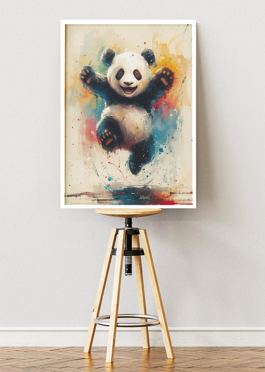 Playful Panda Wall Art Print & Canvas – Colorful Modern Panda Artwork