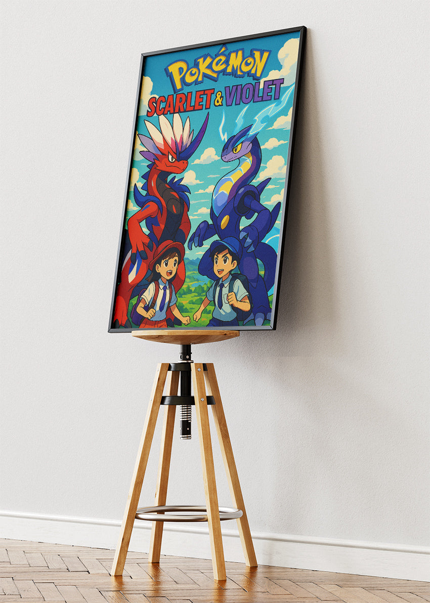 Pokémon Scarlet & Violet Wall Art | Koraidon and Miraidon Legendary Paldea Gaming Poster & Canvas