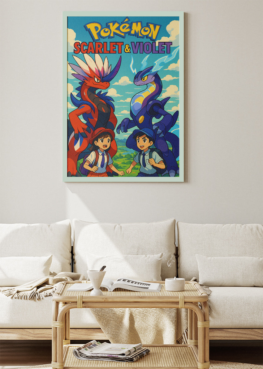 Pokémon Scarlet & Violet Wall Art | Koraidon and Miraidon Legendary Paldea Gaming Poster & Canvas