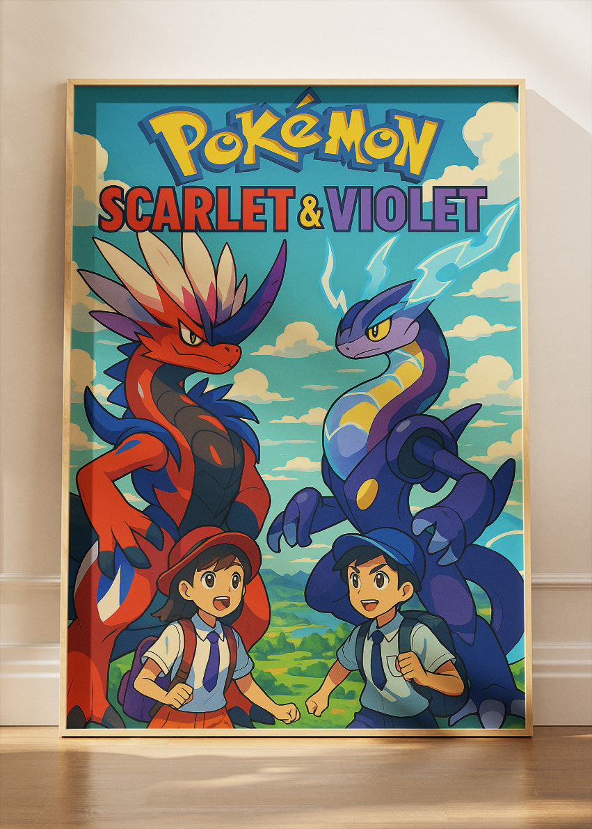 Pokémon Scarlet & Violet Wall Art | Koraidon and Miraidon Legendary Paldea Gaming Poster & Canvas