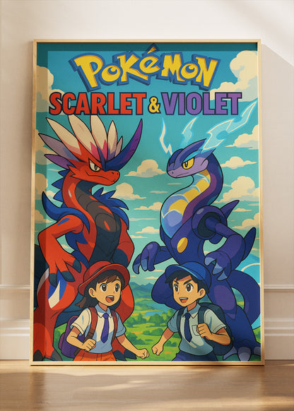Pokémon Scarlet & Violet Wall Art | Koraidon and Miraidon Legendary Paldea Gaming Poster & Canvas