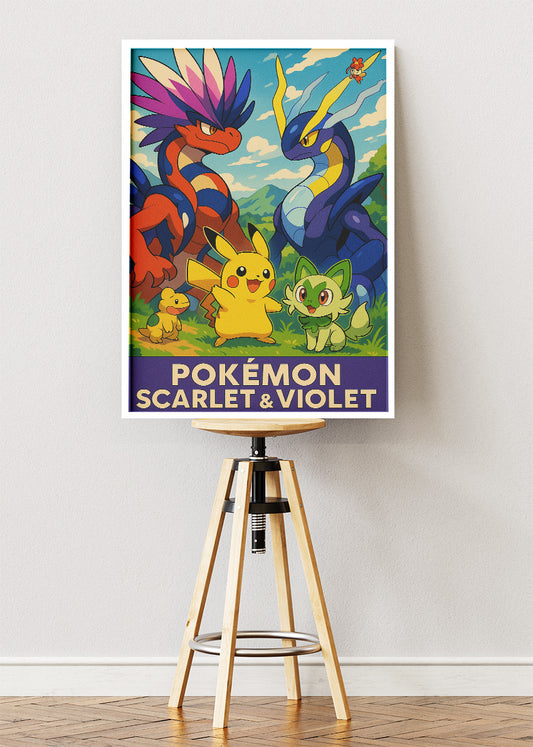 Pokémon Scarlet & Violet Wall Art | Paldea Legendary Koraidon Miraidon Gaming Poster & Canvas