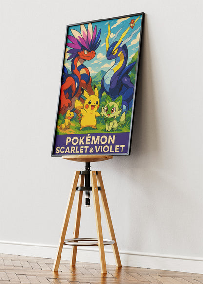 Pokémon Scarlet & Violet Wall Art | Paldea Legendary Koraidon Miraidon Gaming Poster & Canvas