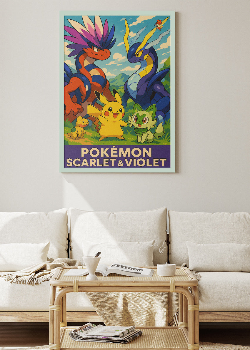 Pokémon Scarlet & Violet Wall Art | Paldea Legendary Koraidon Miraidon Gaming Poster & Canvas