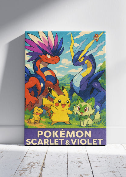 Pokémon Scarlet & Violet Wall Art | Paldea Legendary Koraidon Miraidon Gaming Poster & Canvas