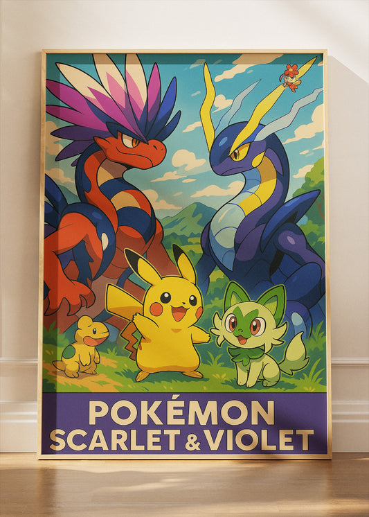 Pokémon Scarlet & Violet Wall Art | Paldea Legendary Koraidon Miraidon Gaming Poster & Canvas