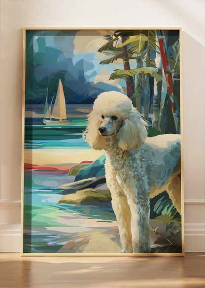 Poodle Seaside Canvas Print & Poster – Coastal Dog Wall Art