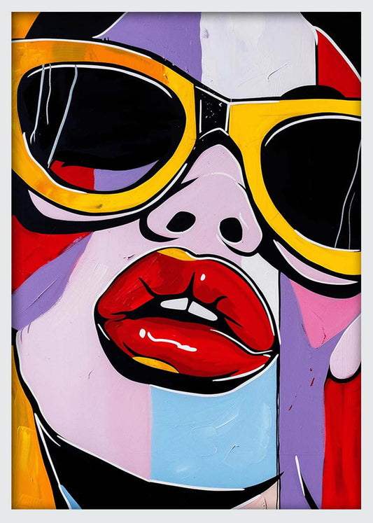 Pop Art Diva with Sunglasses – Bold Colorful Canvas & Poster Wall Art – T1220 – AiPrintLab