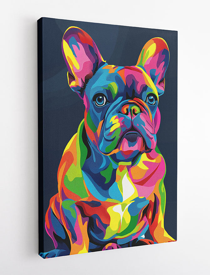 Pop Art French Bulldog – Vibrant Colorful Dog Canvas & Poster Wall Print – T1077 – AiPrintLab
