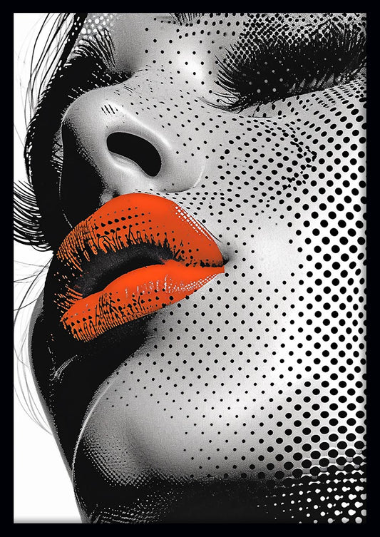 Pop Art Lips Black & White Canvas Print & Poster – T609 – AiPrintLab