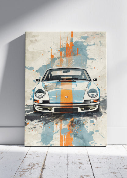 Porsche 911 Gulf Racing Art Poster & Canvas Print – Classic 911 Retro Motorsport Wall Art