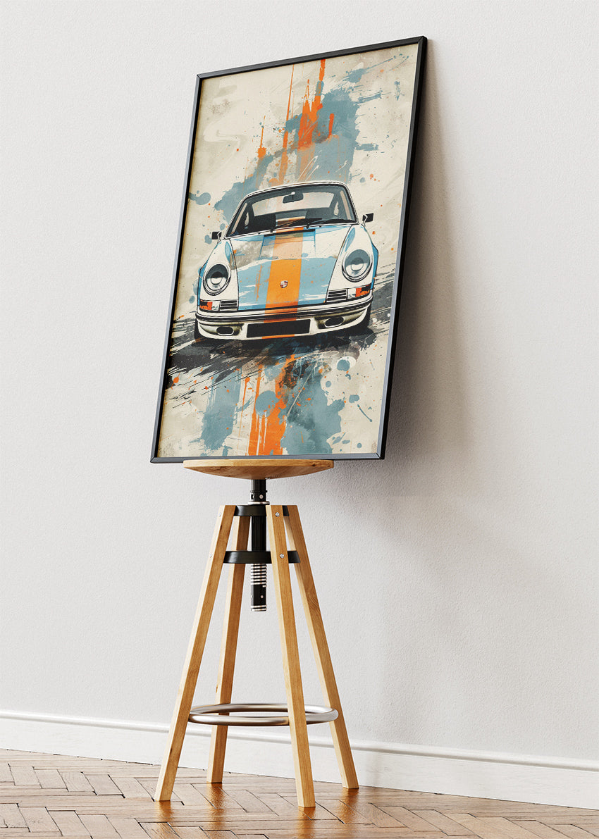 Porsche 911 Gulf Racing Art Poster & Canvas Print – Classic 911 Retro Motorsport Wall Art