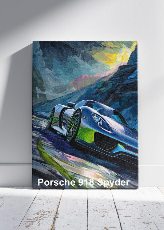 Porsche 918 Spyder Mountain Drive Canvas Print & Poster – Cinematic Hypercar Wall Art – AI PRINT LAB