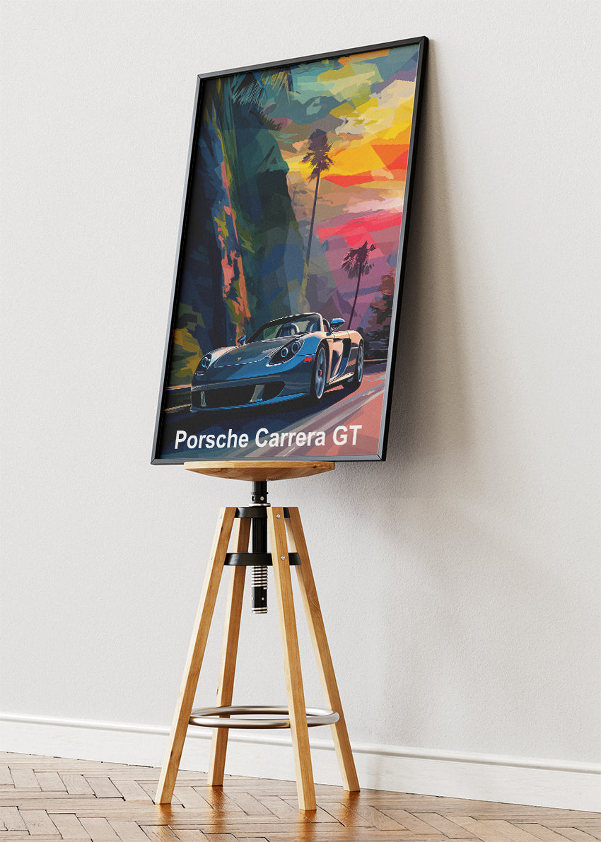 Porsche Carrera GT Sunset Drive Canvas Print & Poster – Luxury Supercar Wall Art – AI PRINT LAB