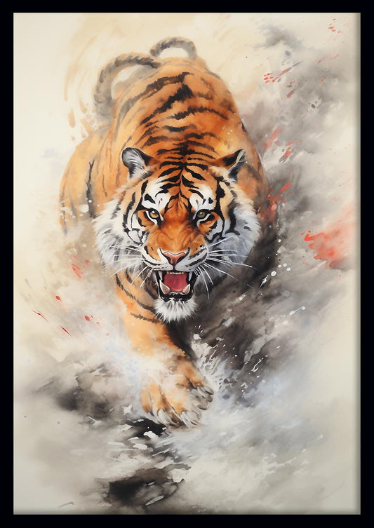 Powerful Tiger Watercolor Canvas Print & Poster – T610 – AiPrintLab