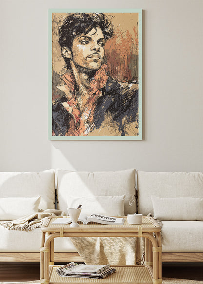 Prince Inspired Sketch Style Portrait Wall Art Poster & Canvas Print