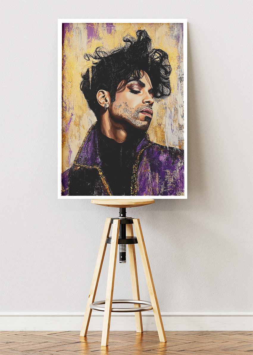 Prince Purple Icon Portrait Wall Art Poster & Canvas Print