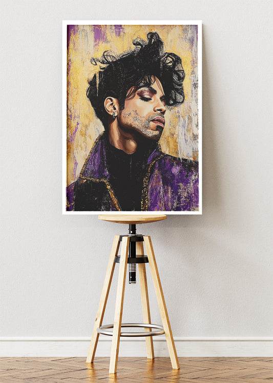 Prince Purple Icon Portrait Wall Art Poster & Canvas Print