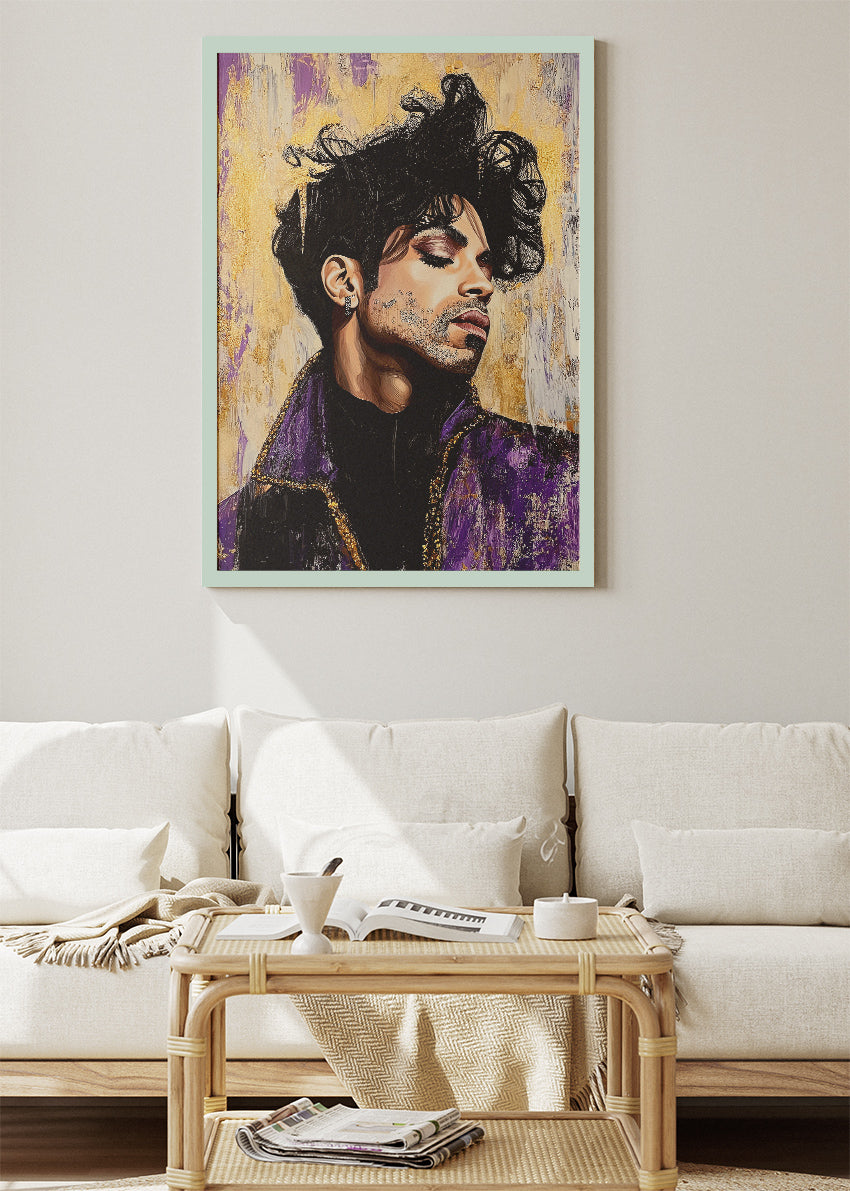 Prince Purple Icon Portrait Wall Art Poster & Canvas Print