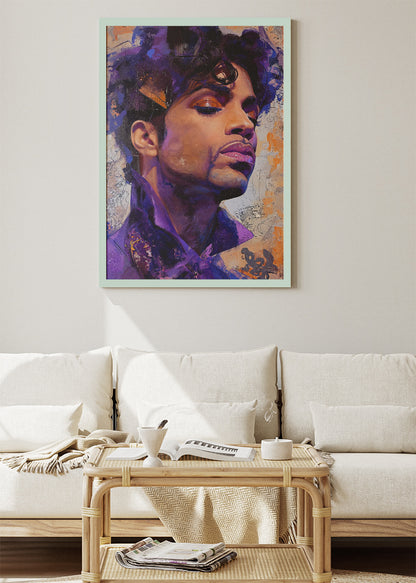 Prince Purple Rain Inspired Portrait Wall Art Poster & Canvas Print – Iconic Music Legend Artwork