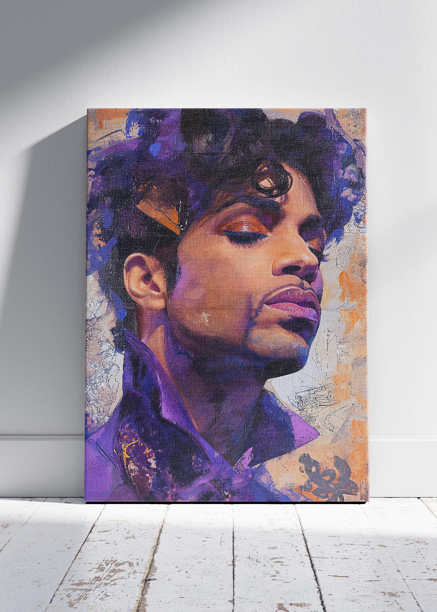 Prince Purple Rain Inspired Portrait Wall Art Poster & Canvas Print – Iconic Music Legend Artwork