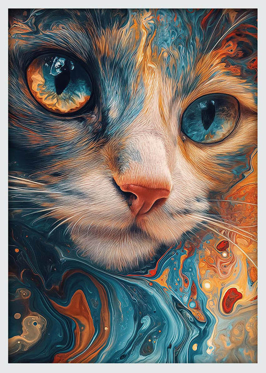 Psychedelic Cat Eyes – Colorful Abstract Feline Canvas & Poster Wall Art – T1271 – AiPrintLab