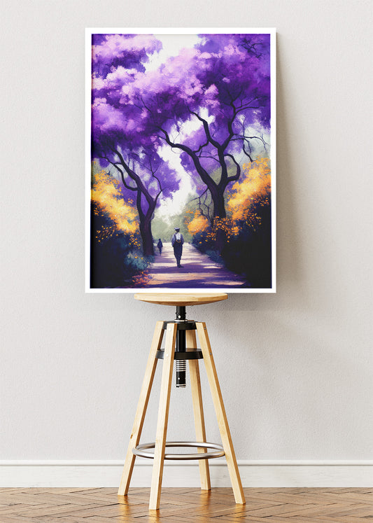 Purple Blossom Forest Path Dreamscape Canvas & Poster Print – AI PRINT LAB