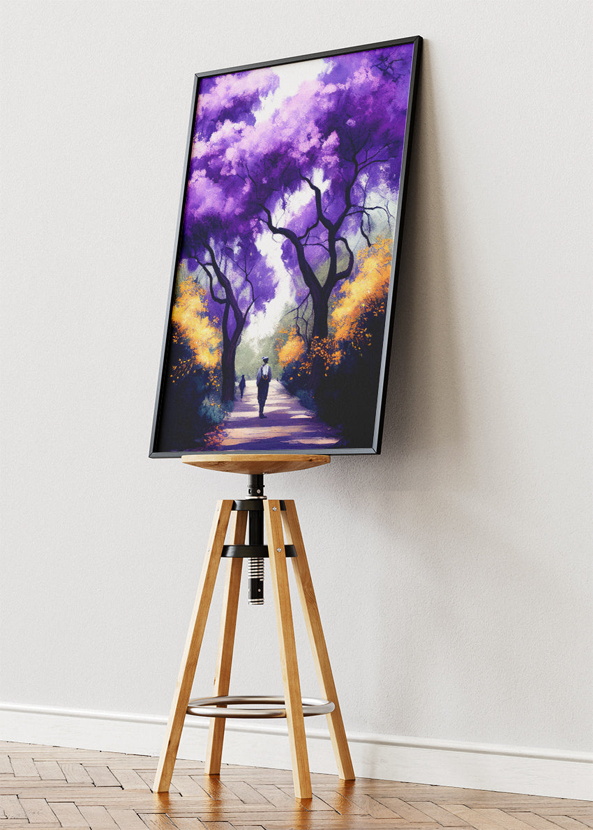 Purple Blossom Forest Path Dreamscape Canvas & Poster Print – AI PRINT LAB