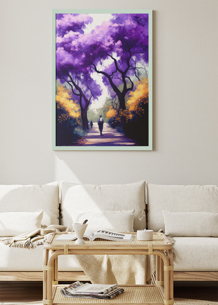 Purple Blossom Forest Path Dreamscape Canvas & Poster Print – AI PRINT LAB
