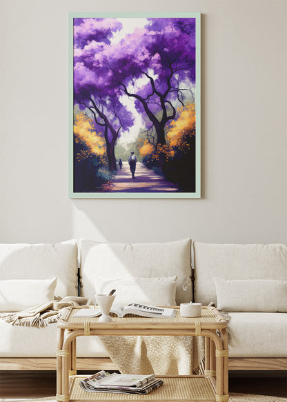 Purple Blossom Forest Path Dreamscape Canvas & Poster Print – AI PRINT LAB
