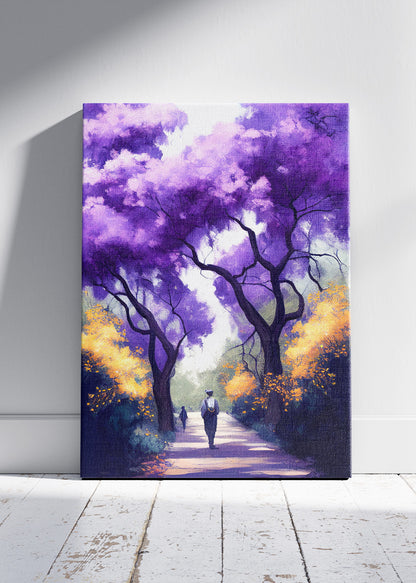 Purple Blossom Forest Path Dreamscape Canvas & Poster Print – AI PRINT LAB