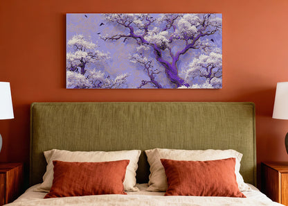 Purple Blossom Tree Canvas Wall Art – Elegant Floral Landscape – Single & 3 Panel Canvas – AI PRINT LAB